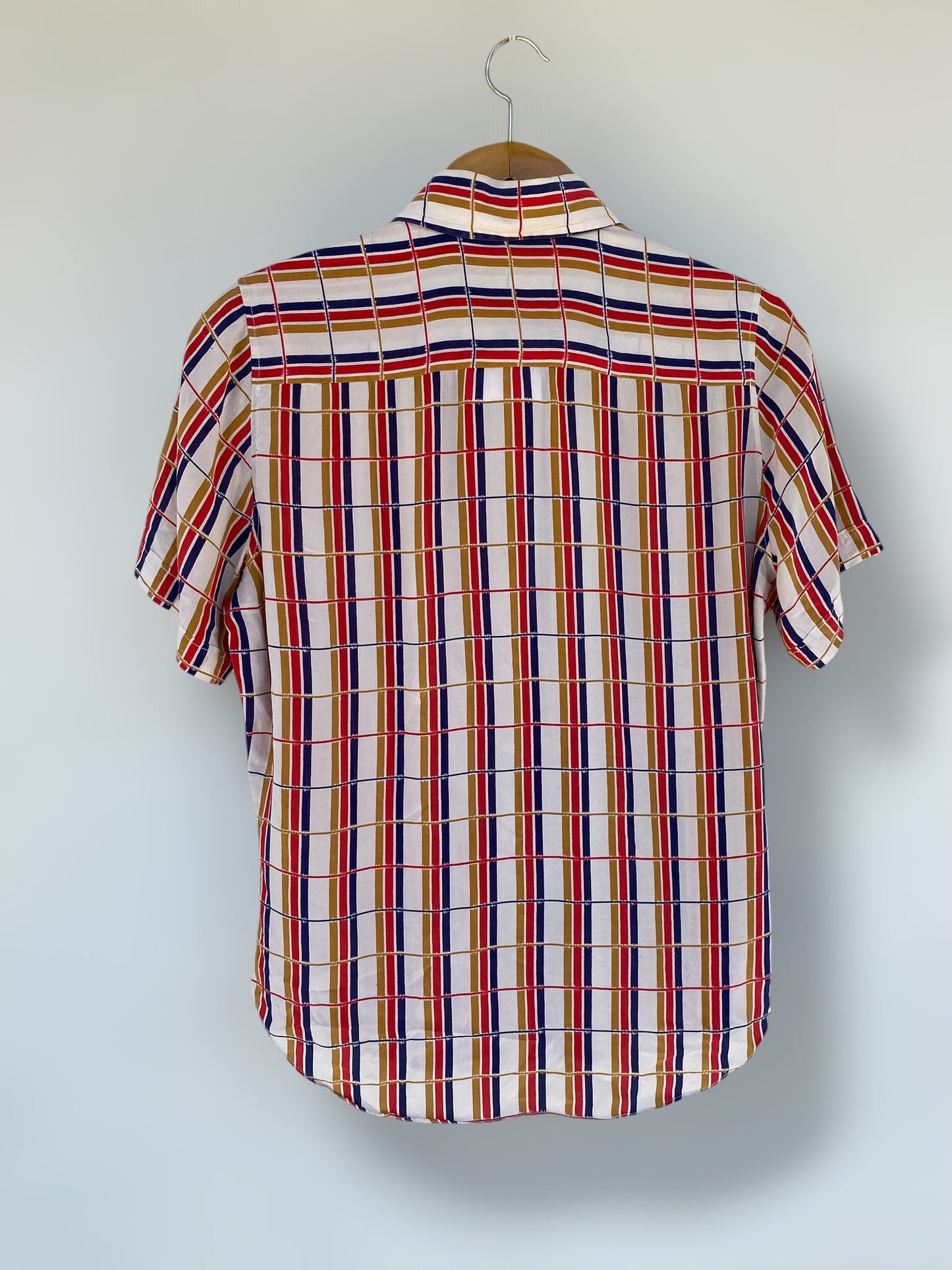 Vintage silk shirt with geometrical pattern