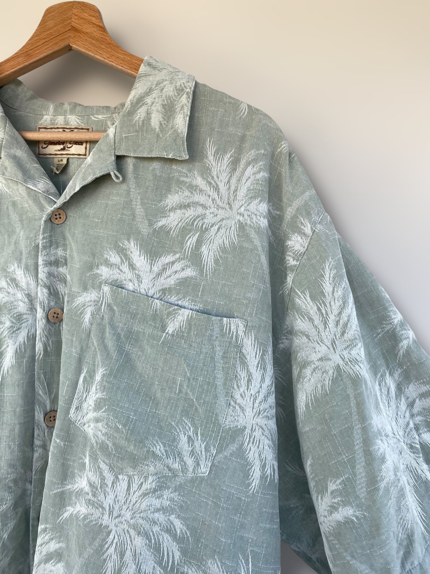 Silk mint Hawaiian shirt
