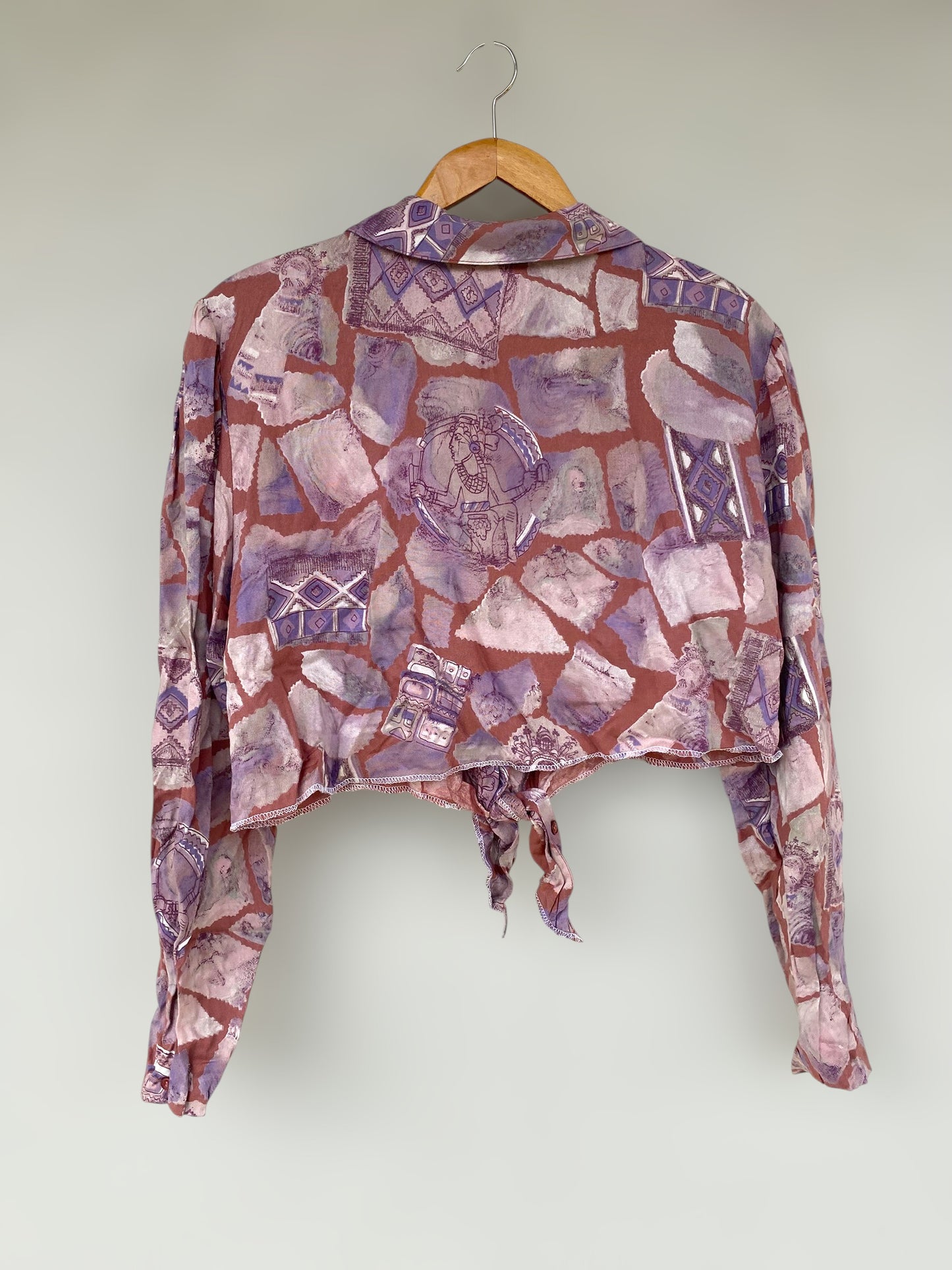 “Late afternoon” vintage reworked cropped shirt