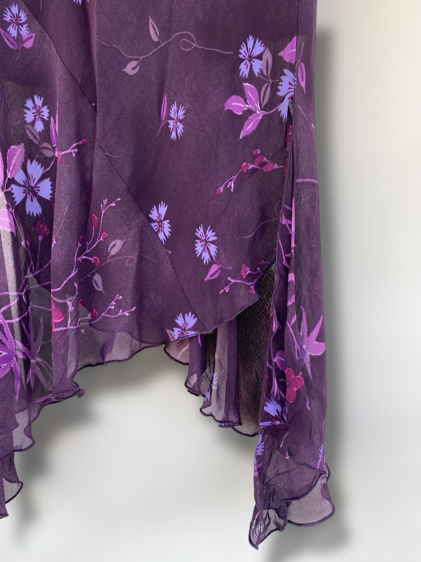 Purple floral asymmetric skirt