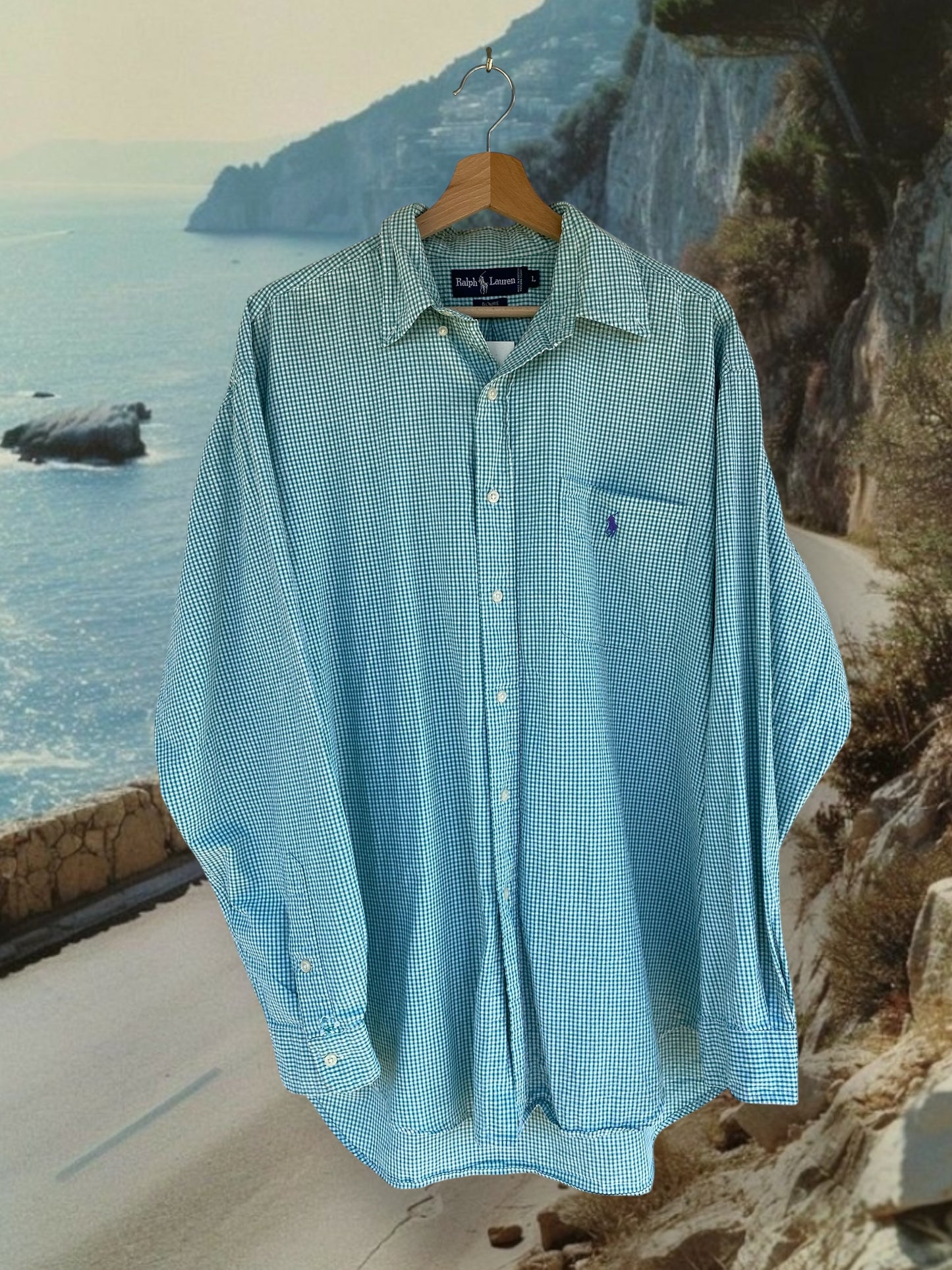 Ralph Lauren green with white checkered shirt