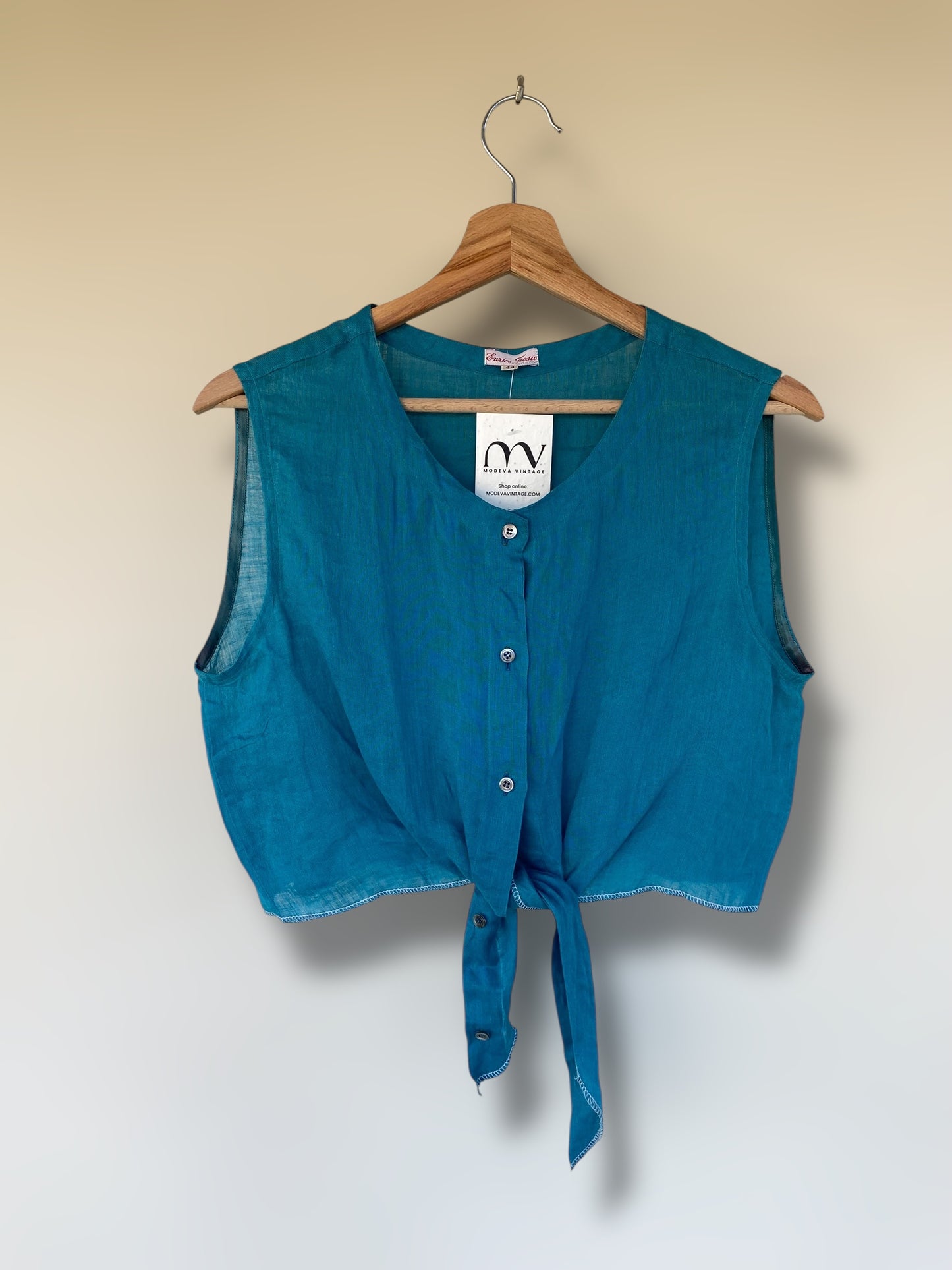 Vintage cropped emerald blue shirt