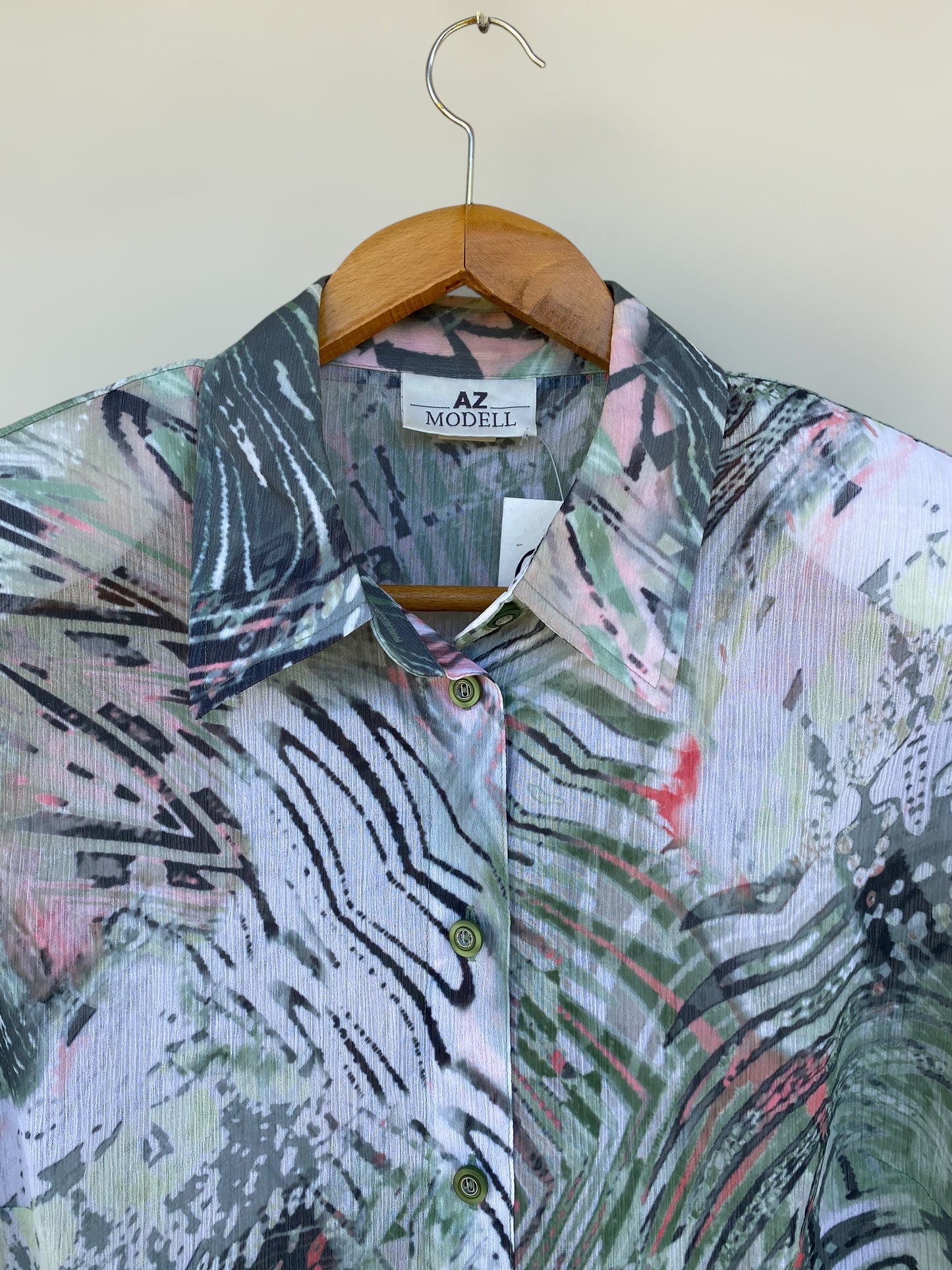 Jungle pattern see through shirt
