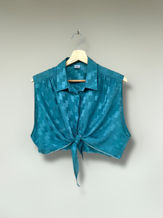 Emerald blue vintage cropped shirt