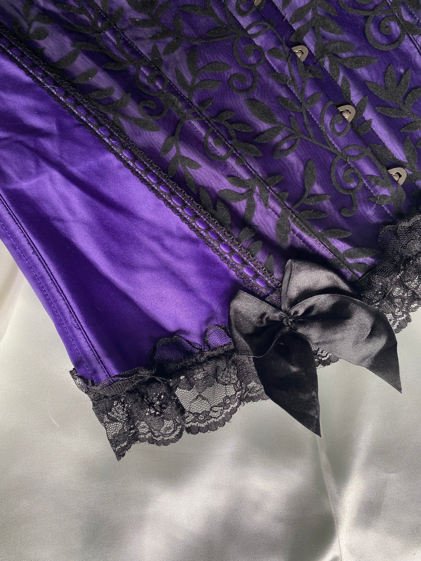 Purple with black satin corset