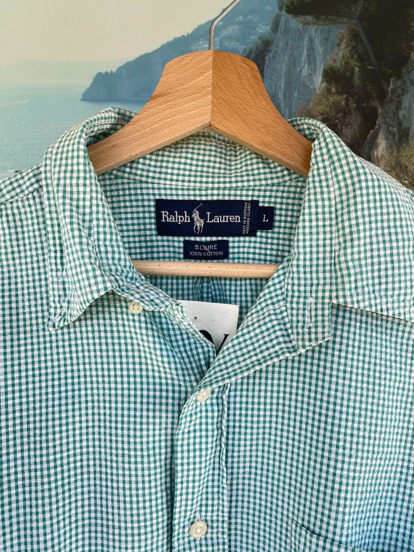 Ralph Lauren green with white checkered shirt