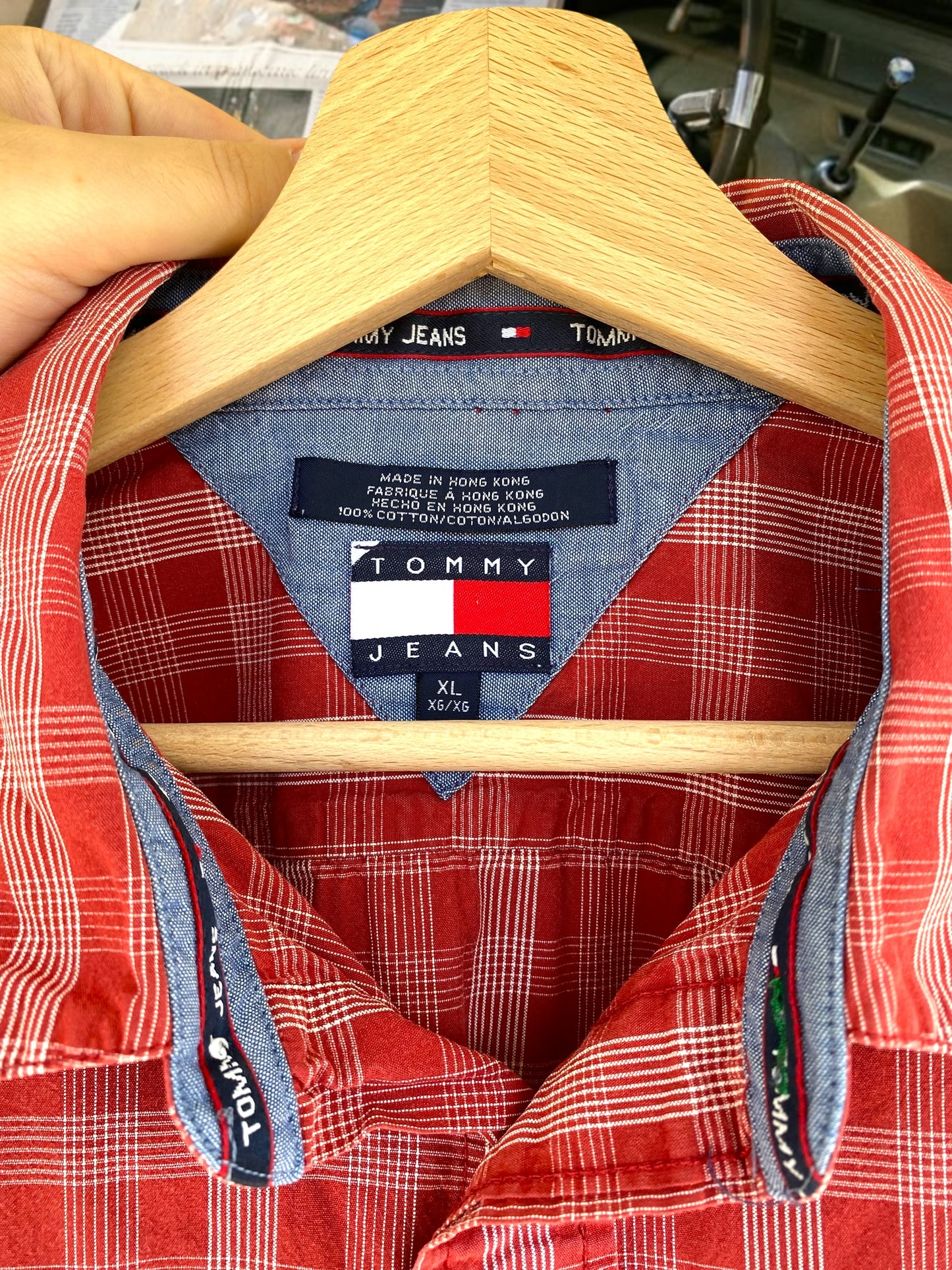 Red checkered Tommy Jeans shirt