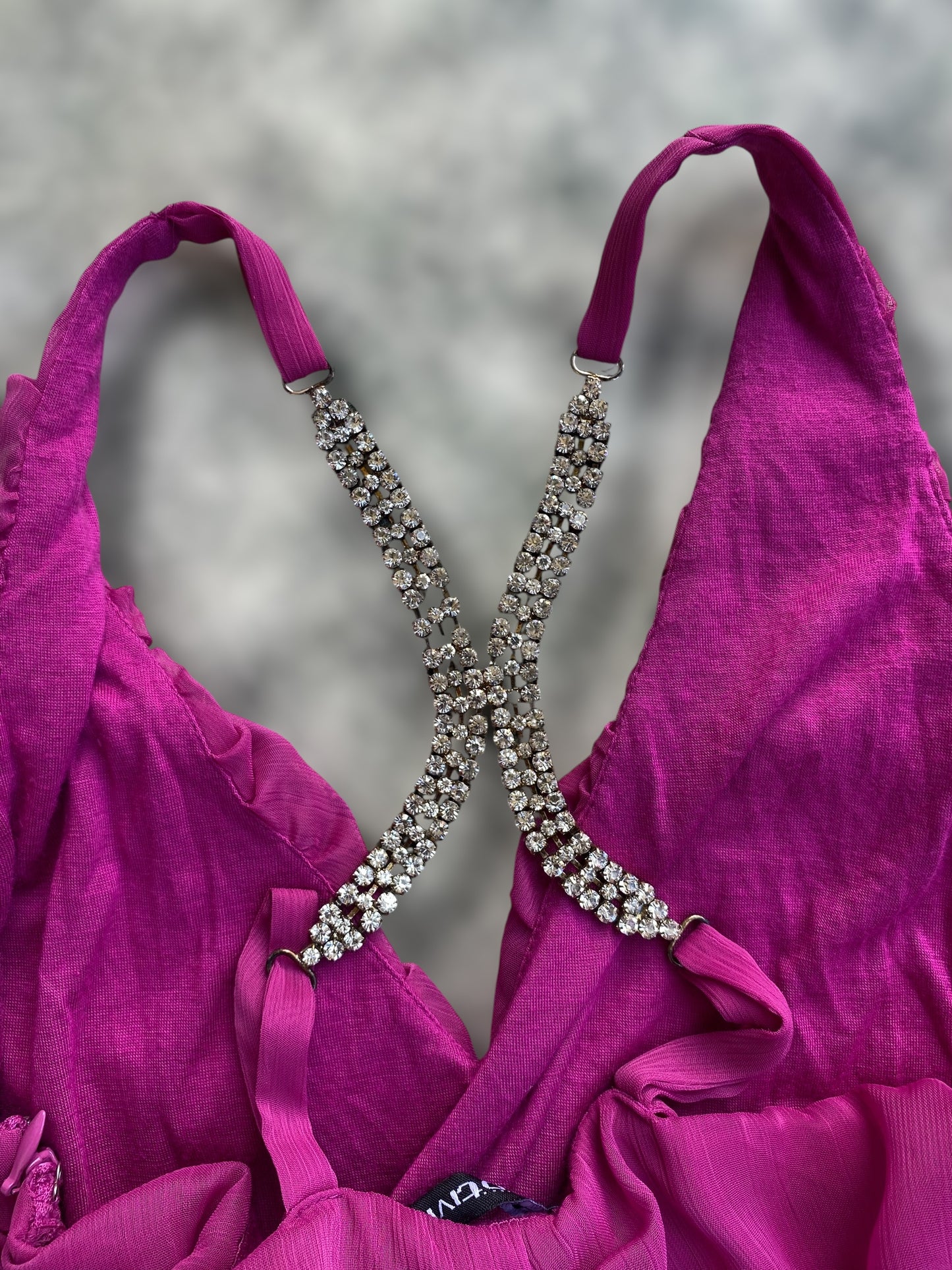 00s magenta party dress with strass details