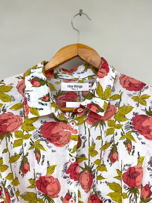 “A garden with flowers” vintage reworked cropped shirt