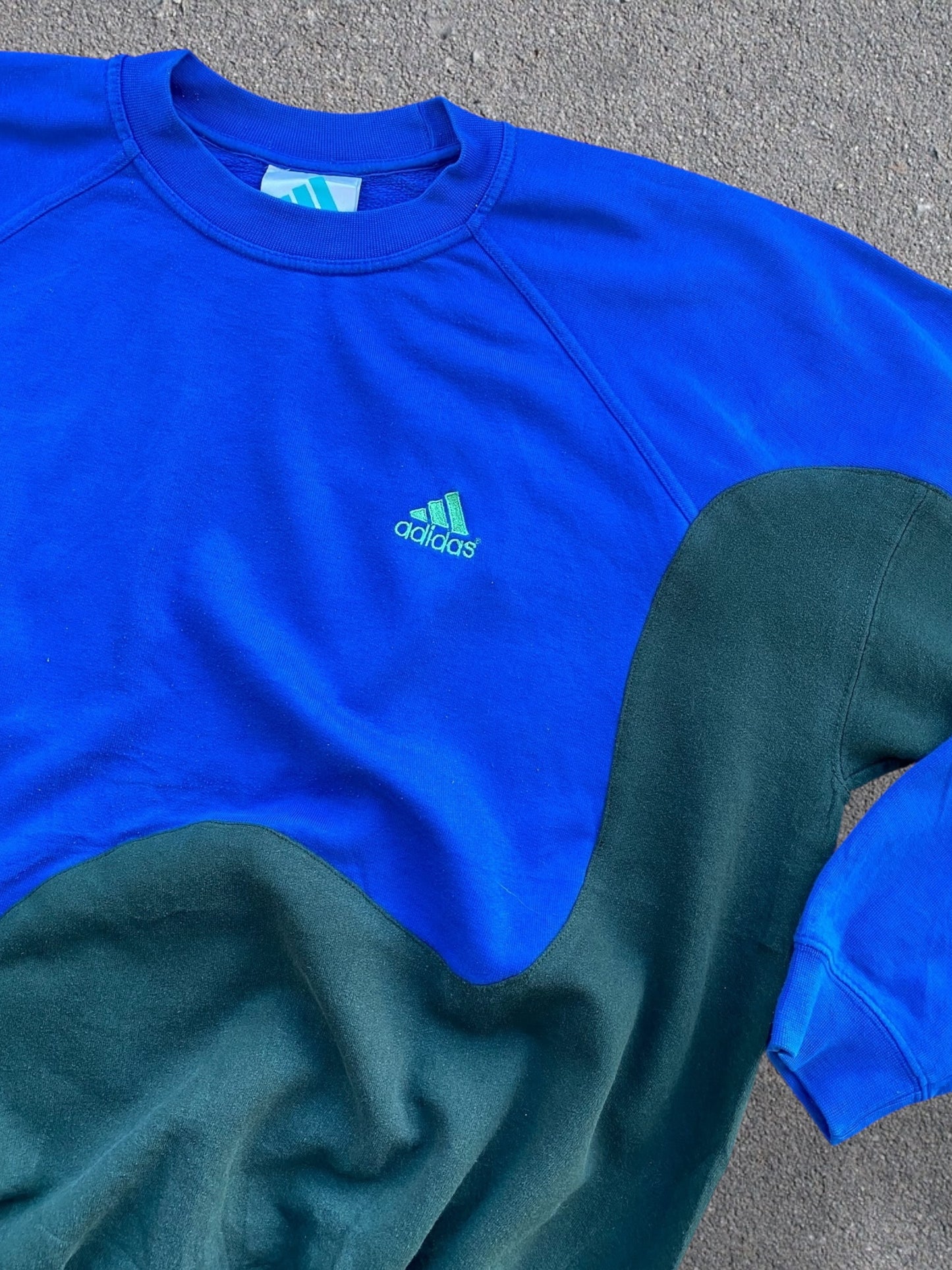 Adidas reworked sweatshirt in dark green with blue