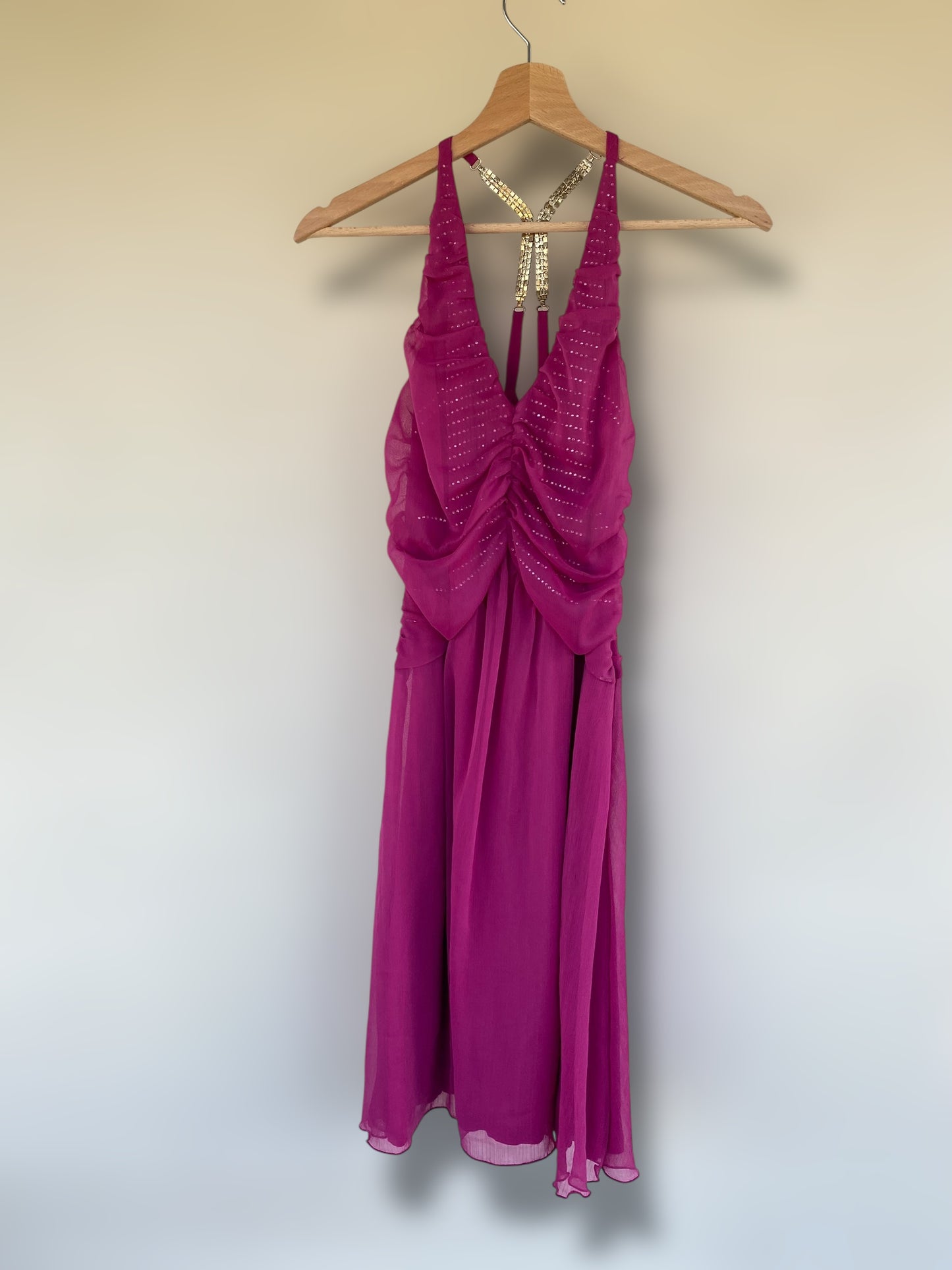 00s magenta party dress with strass details