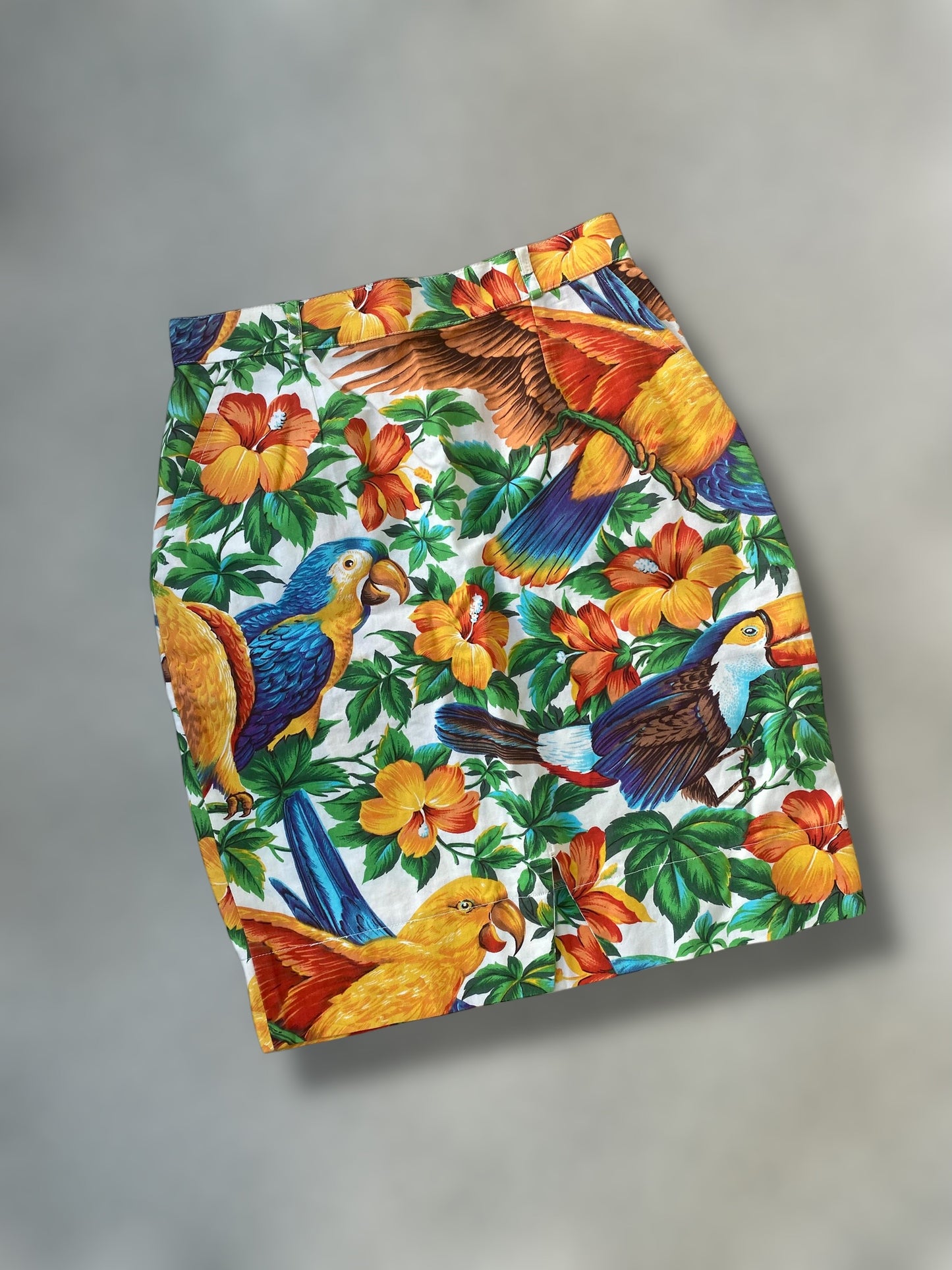 “Exotic parrots” 90s cotton skirt
