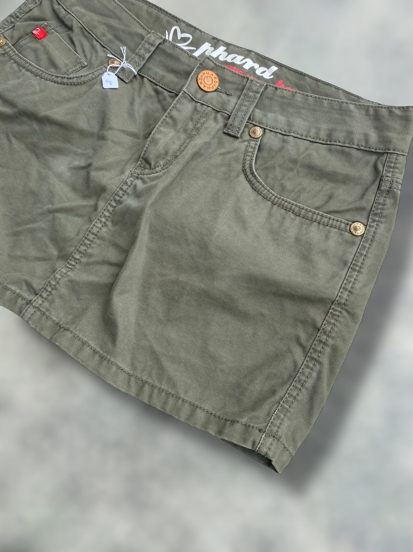 Phard 00s olive  low waisted mini skirt