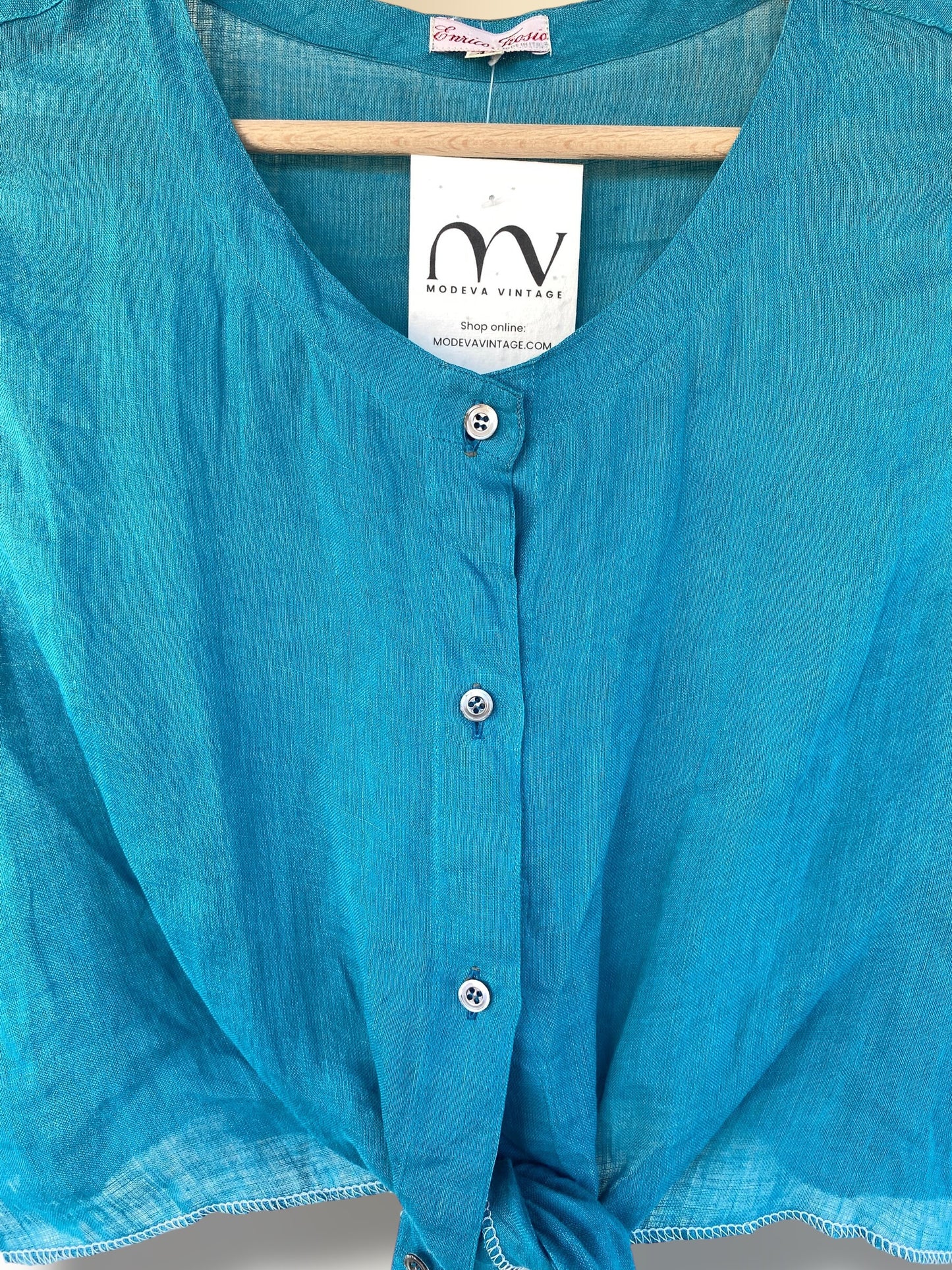 Vintage cropped emerald blue shirt