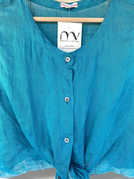 Vintage cropped emerald blue shirt