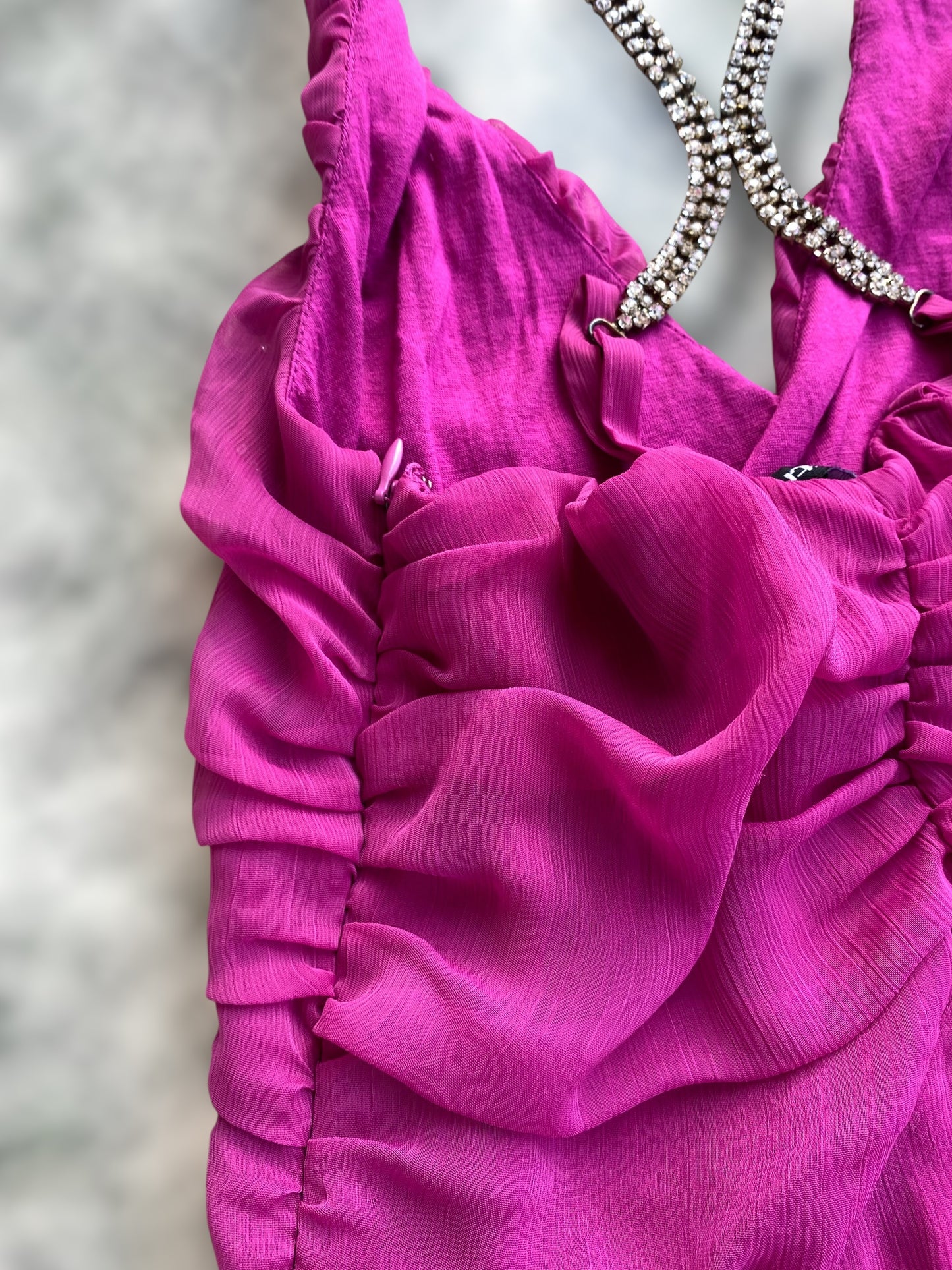 00s magenta party dress with strass details