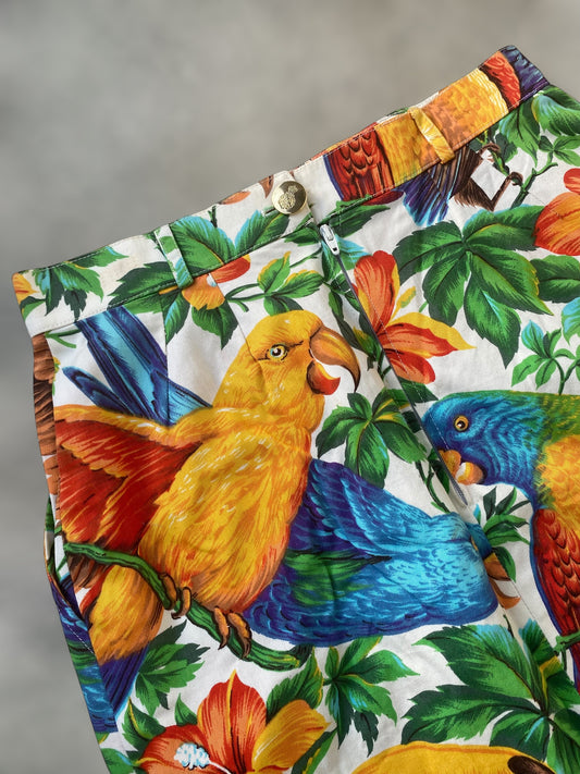 “Exotic parrots” 90s cotton skirt