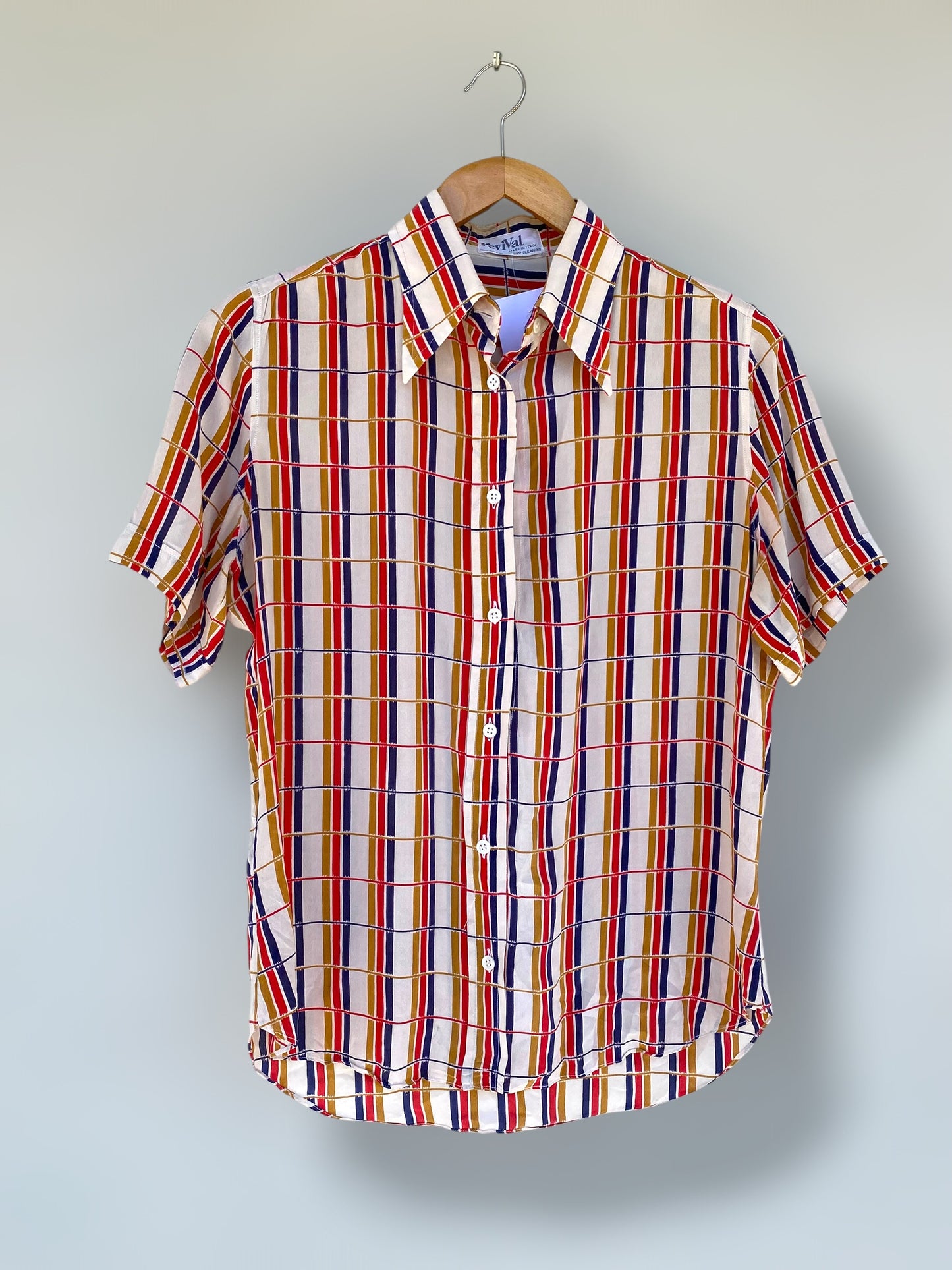 Vintage silk shirt with geometrical pattern