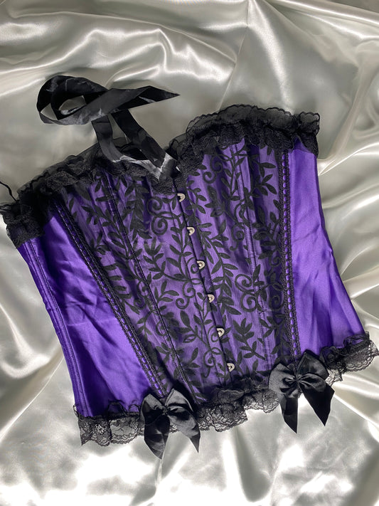 Purple with black satin corset