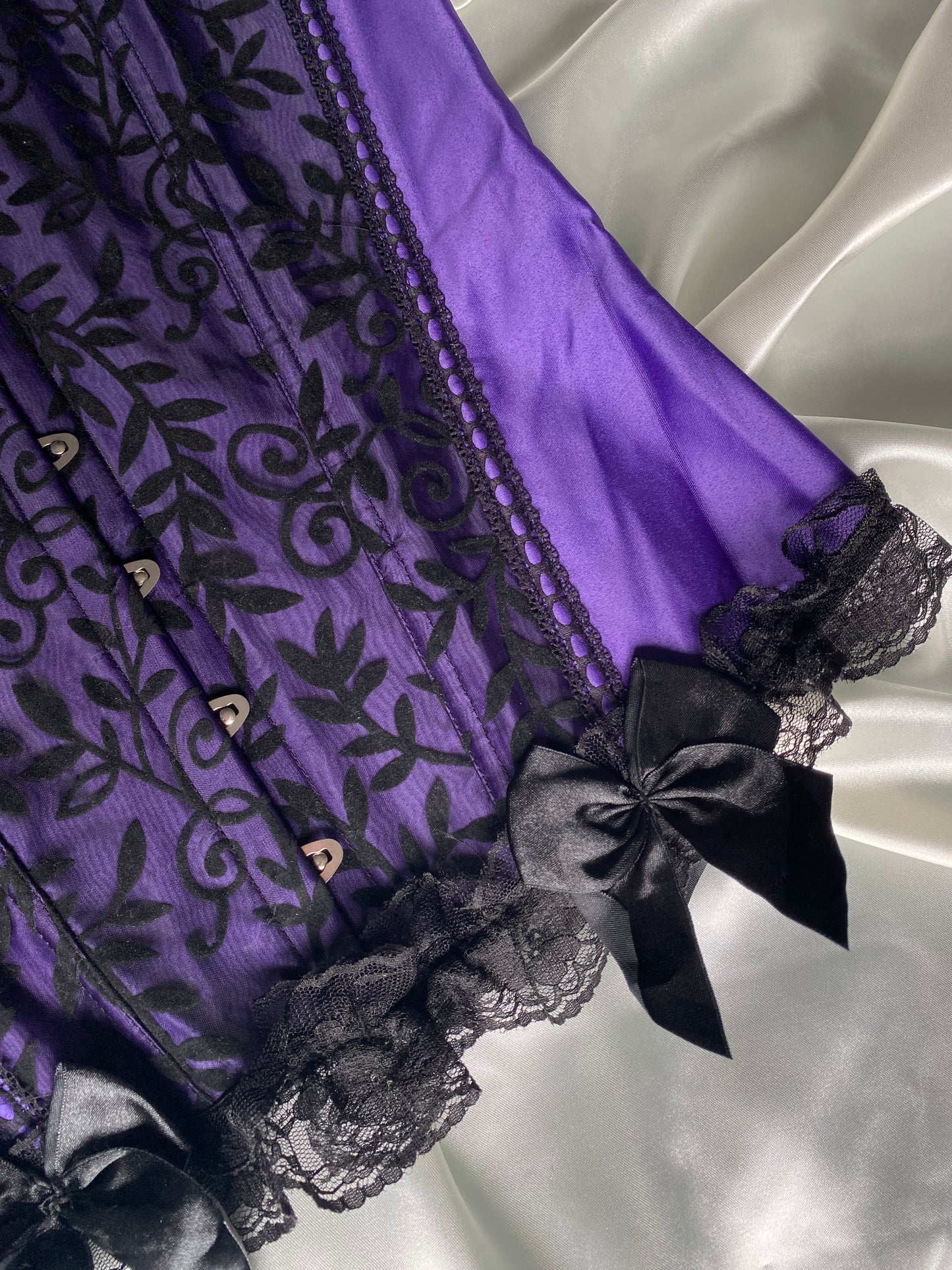 Purple with black satin corset