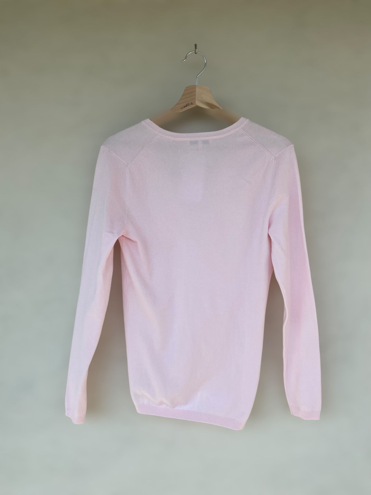 Soft pink Tommy Hilfiger V neck cotton sweater