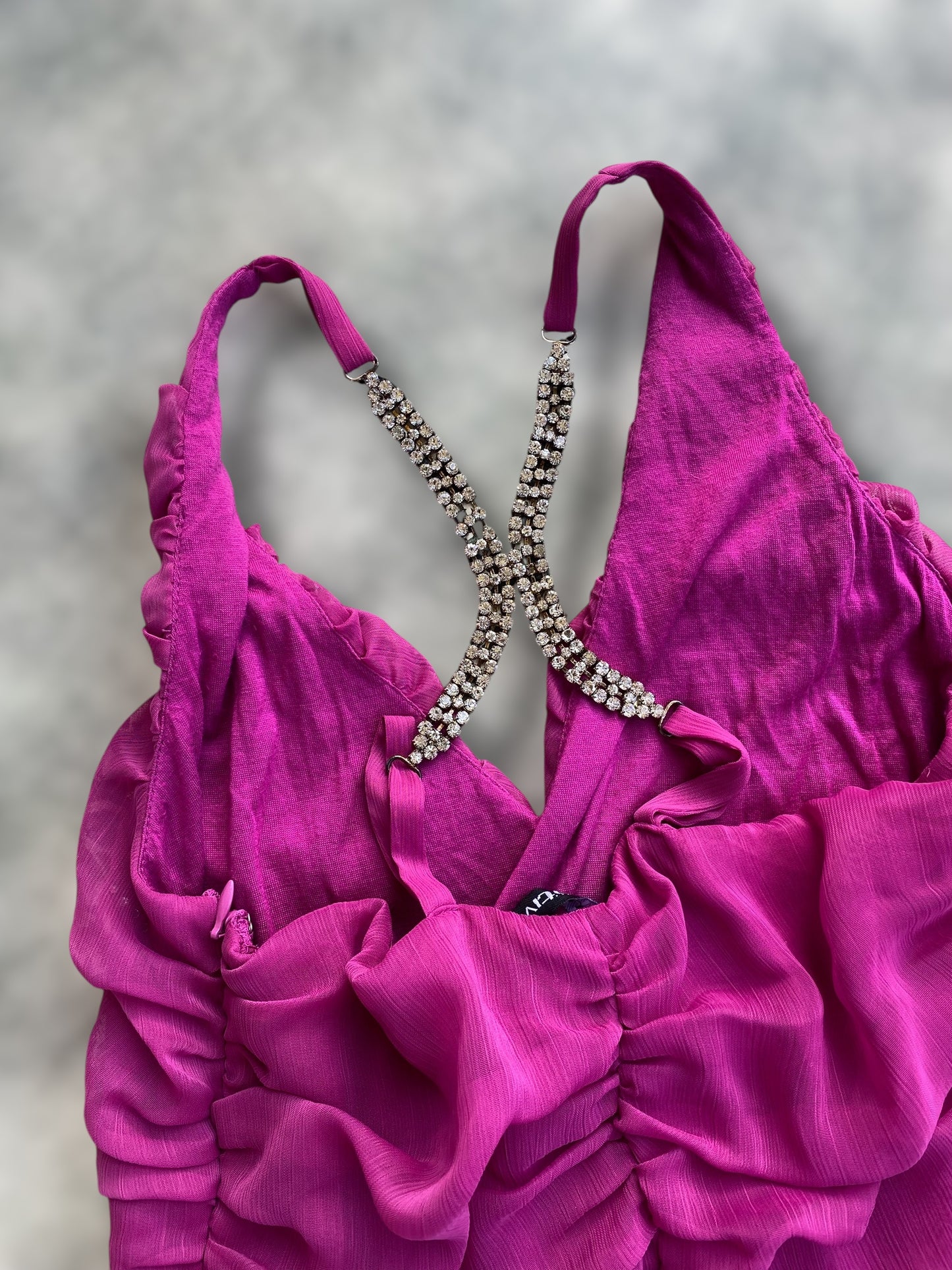 00s magenta party dress with strass details