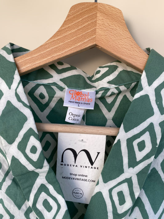 Vintage patterned cotton crop shirt