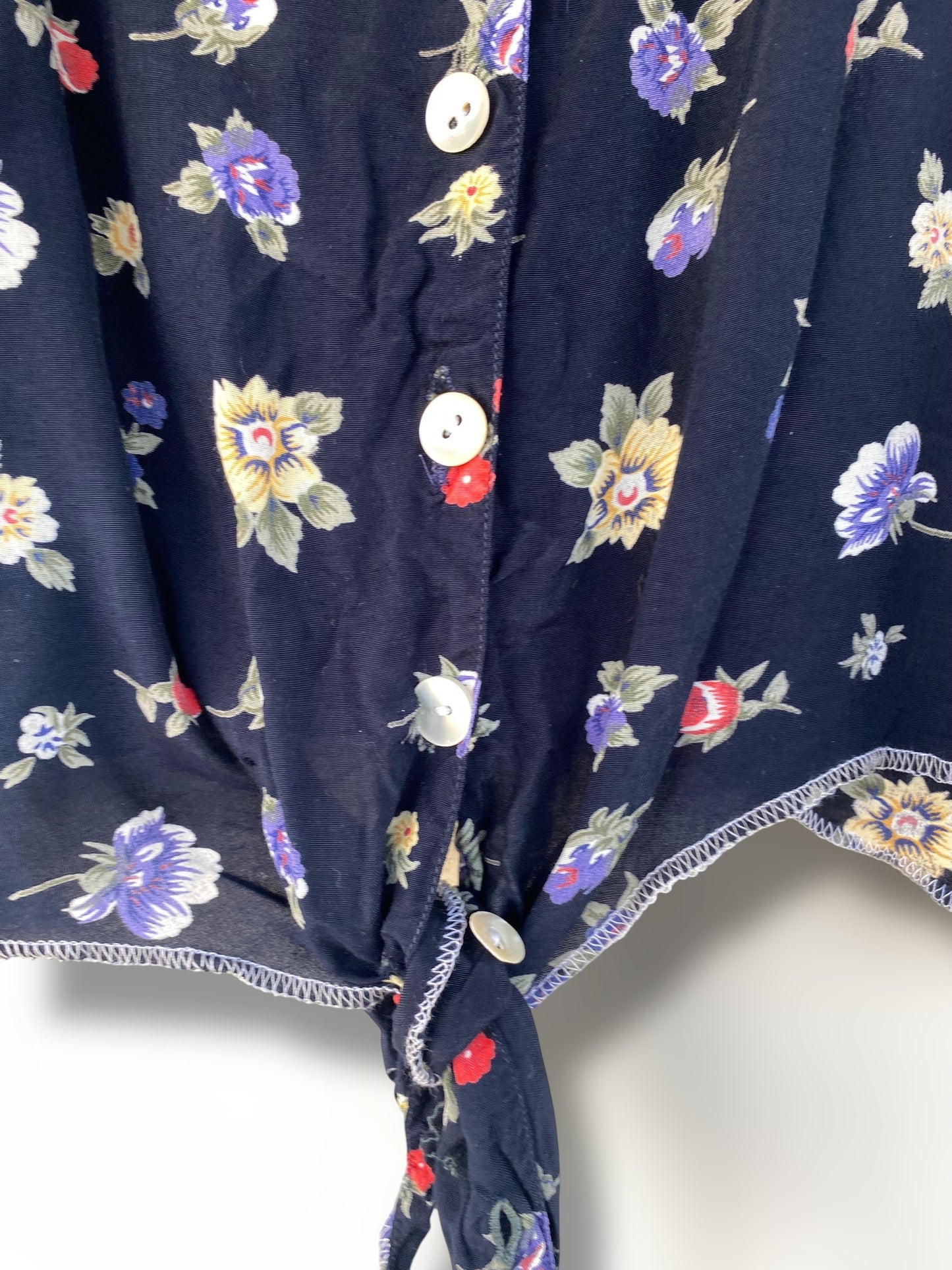 Vintage dark floral cropped shirt