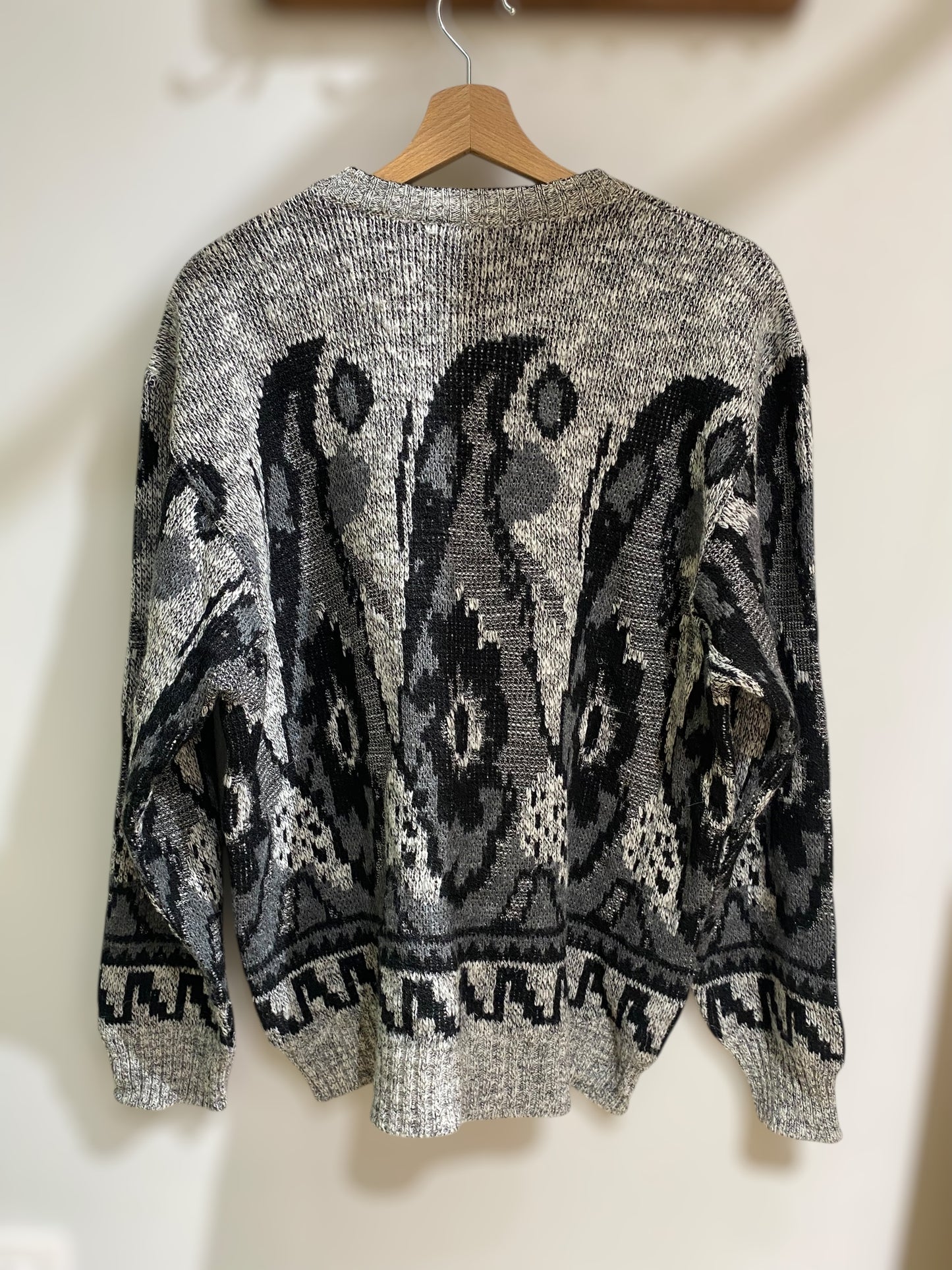 Mixed grays patterns vintage sweater