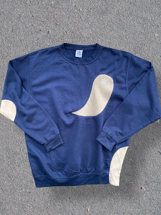 Adidas reworked sweatshirt in blue with beige