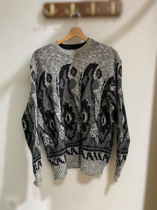 Mixed grays patterns vintage sweater