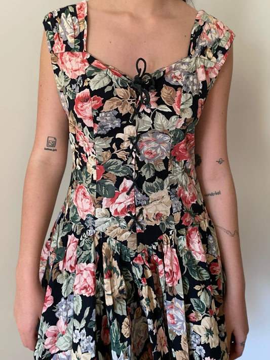 Vintage cottage-core corset dress