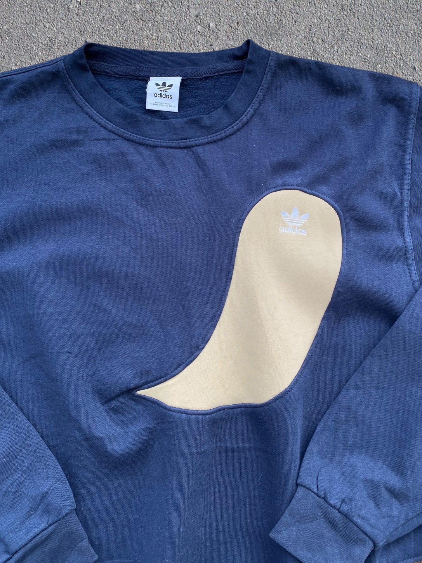 Adidas reworked sweatshirt in blue with beige