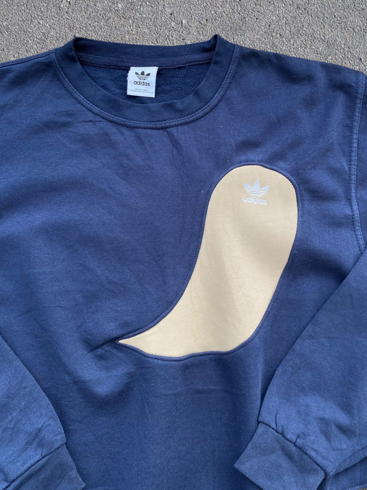 Adidas reworked sweatshirt in blue with beige