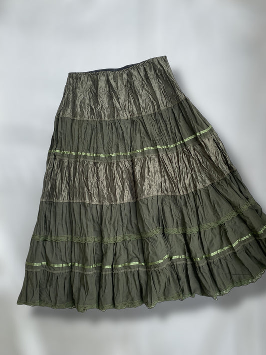 CANDA boho olive green skirt