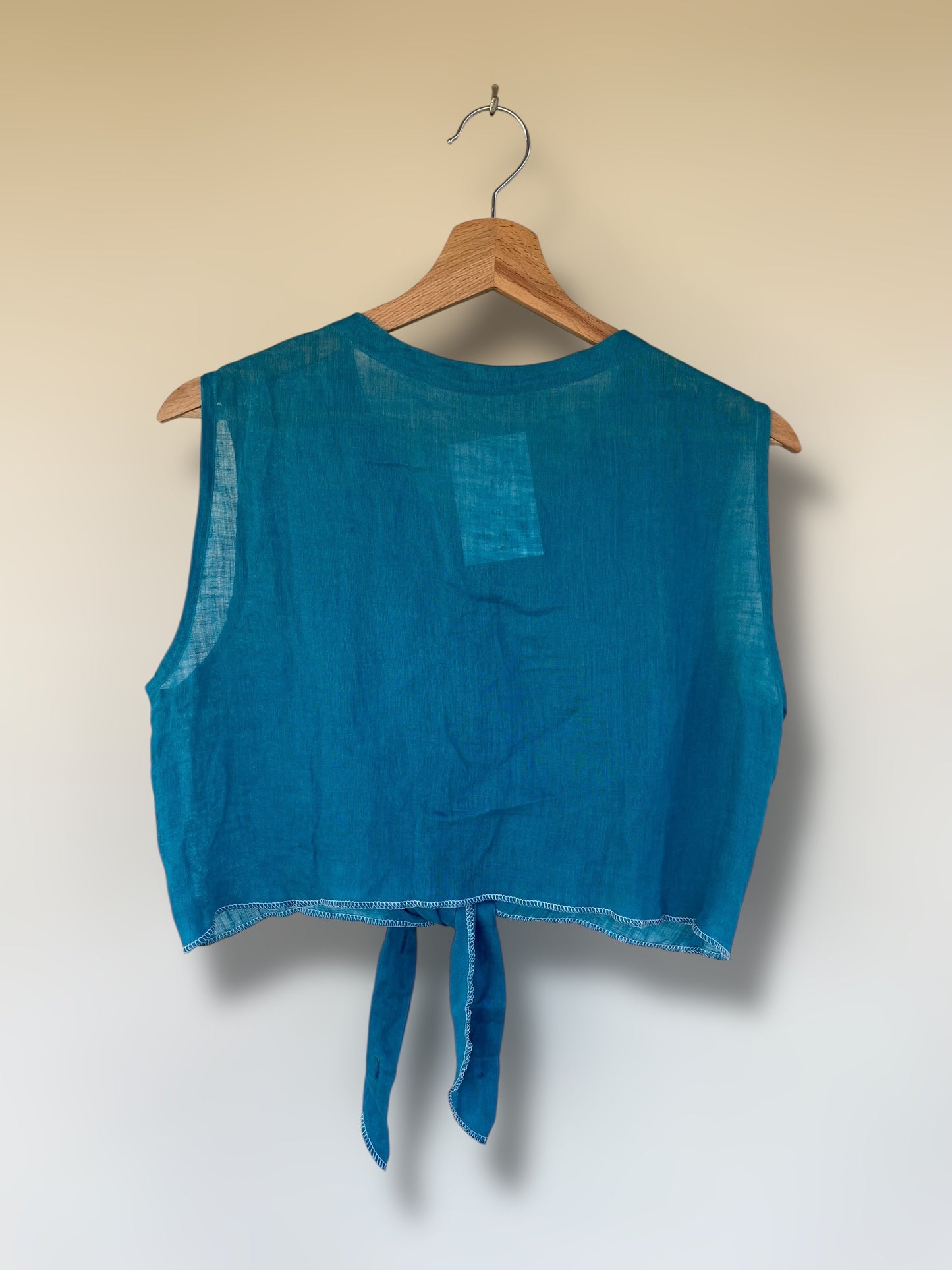 Vintage cropped emerald blue shirt