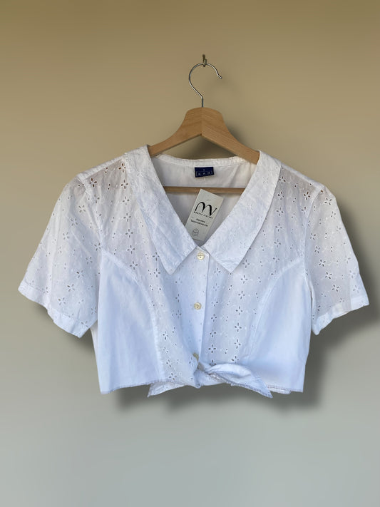 Vintage white classic cropped shirt