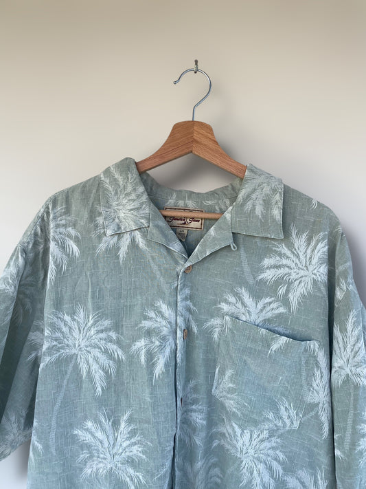 Silk mint Hawaiian shirt