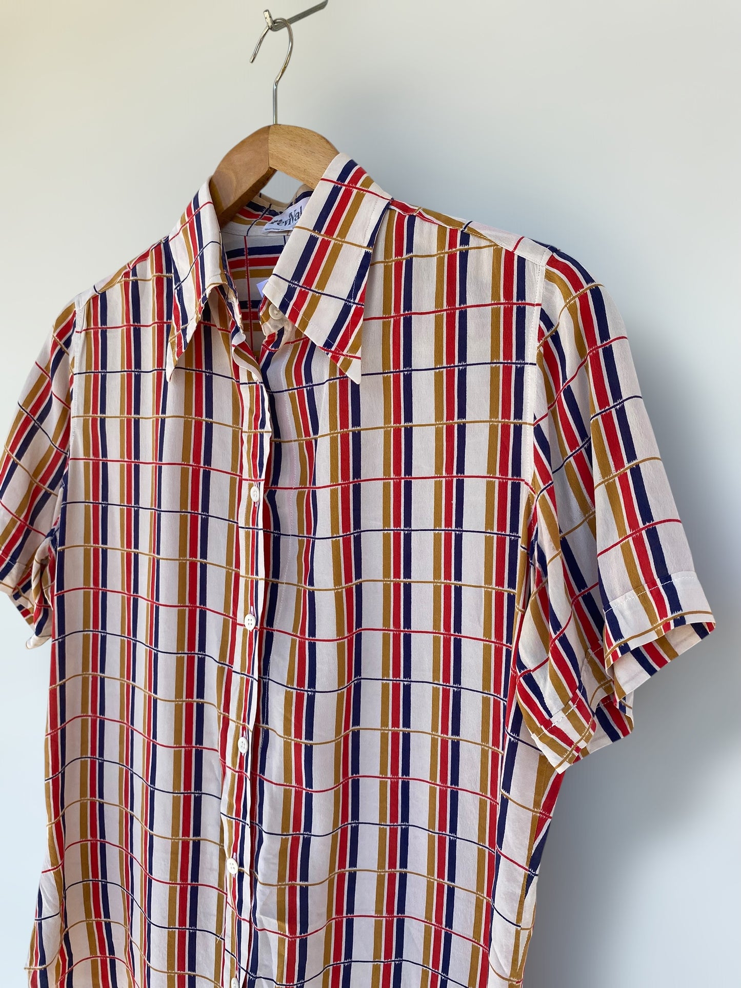 Vintage silk shirt with geometrical pattern