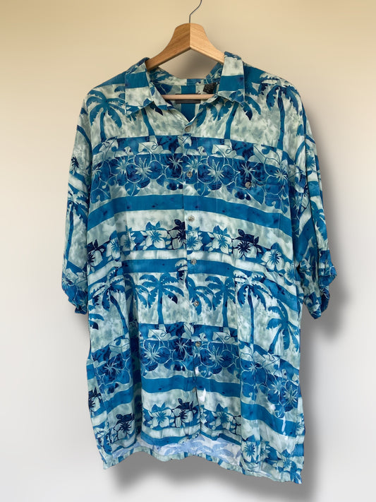 Mixed blues Hawaiian shirt