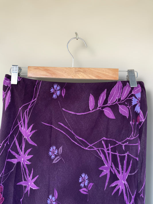 Purple floral asymmetric skirt