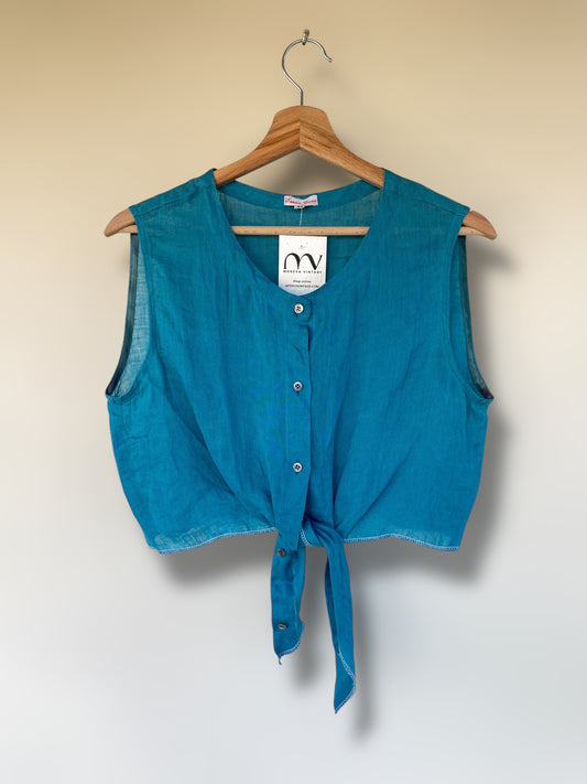 Vintage cropped emerald blue shirt