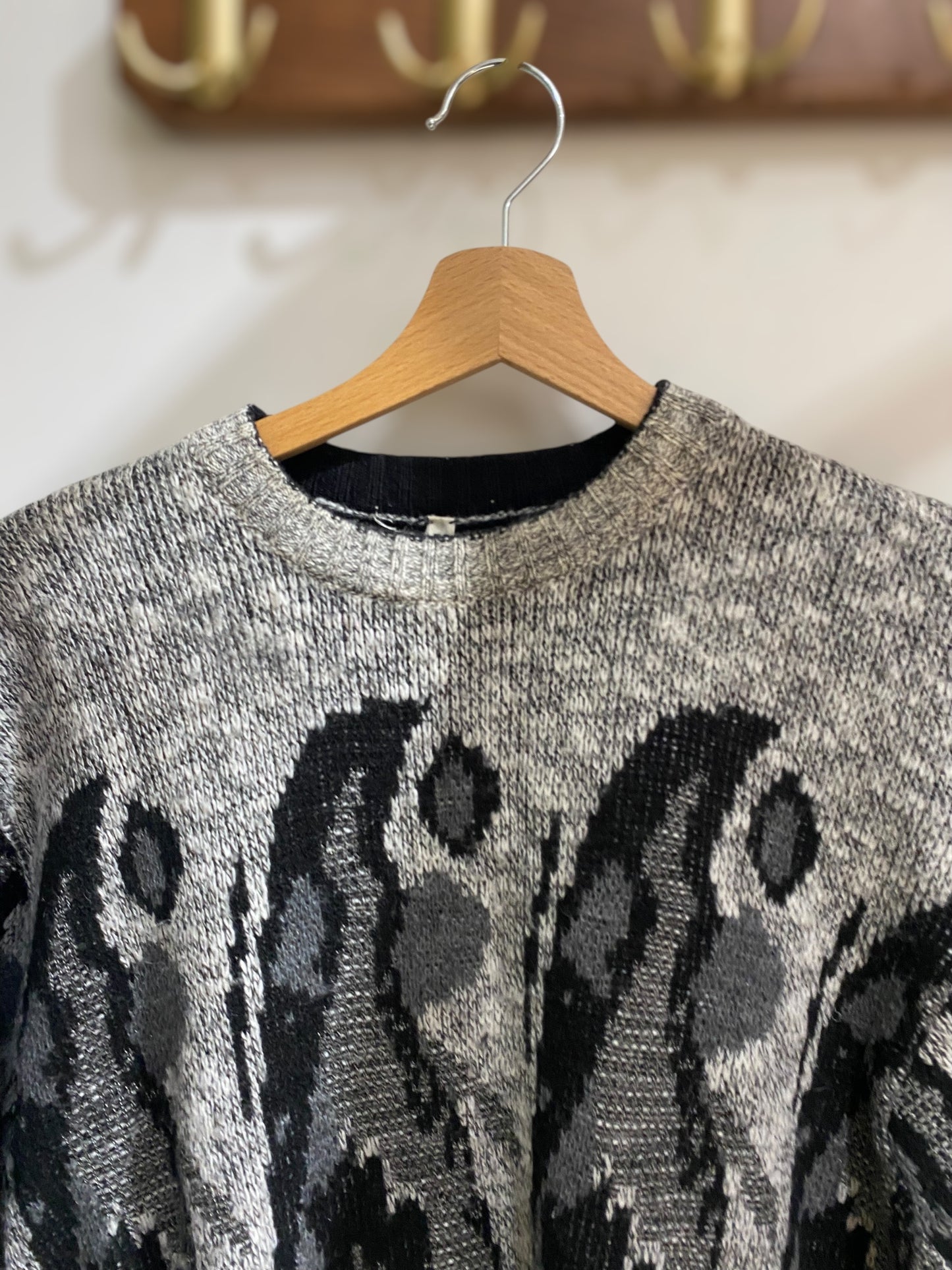Mixed grays patterns vintage sweater