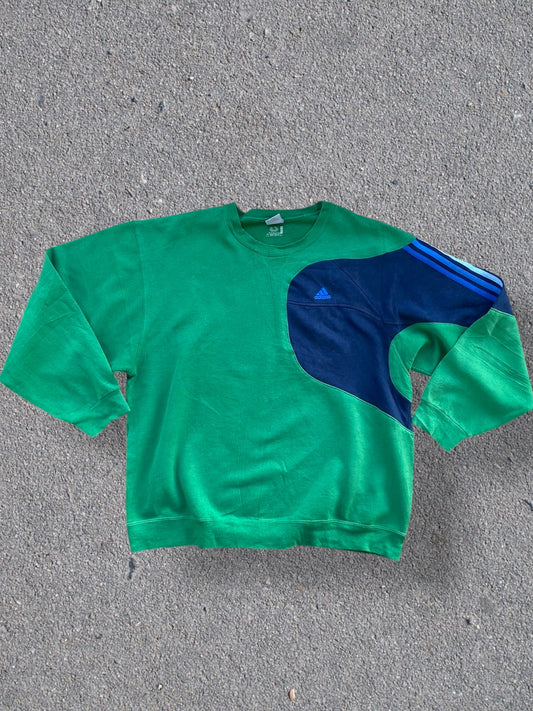 Adidas reworked sweatshirt in green with blue