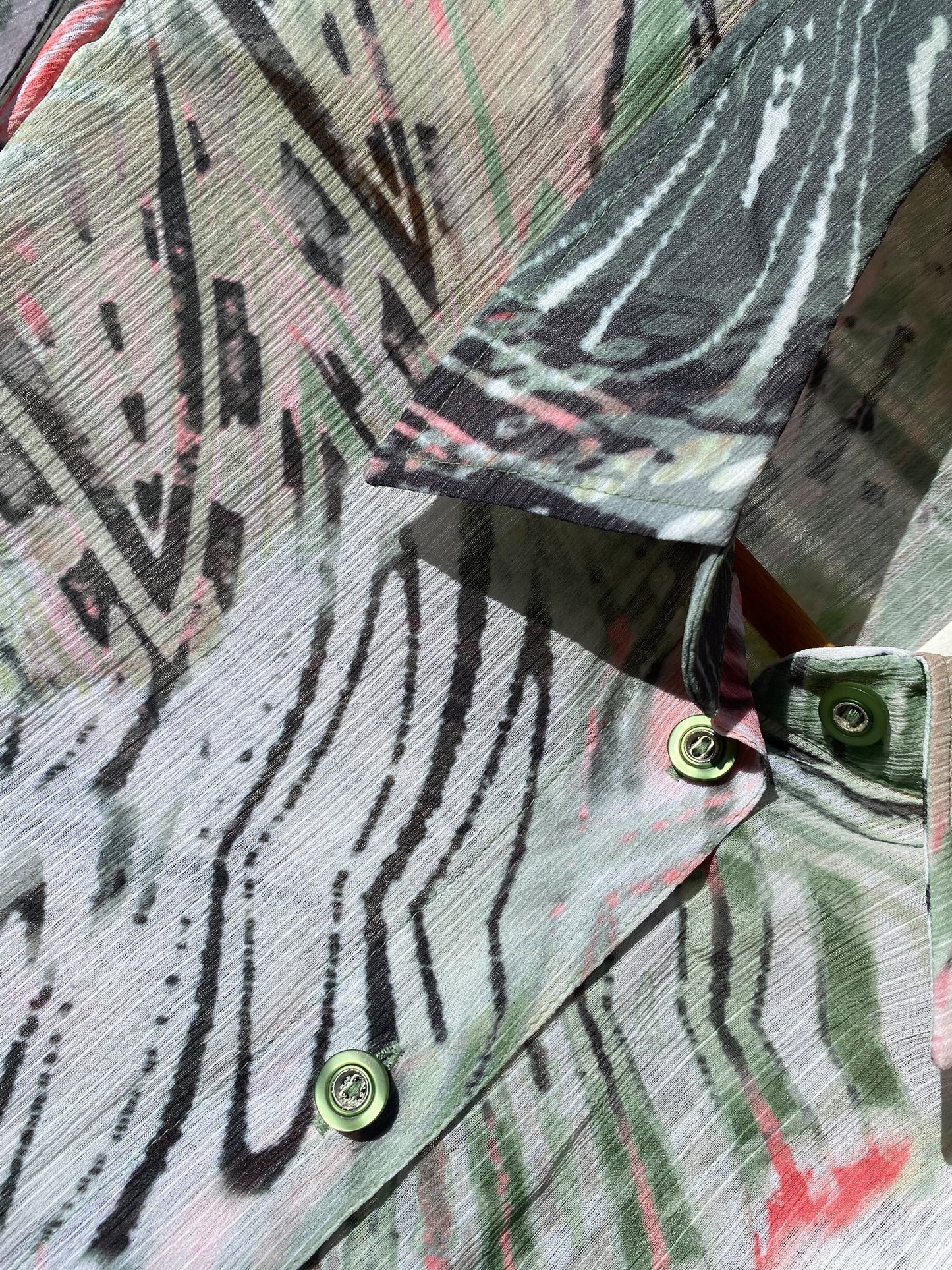 Jungle pattern see through shirt