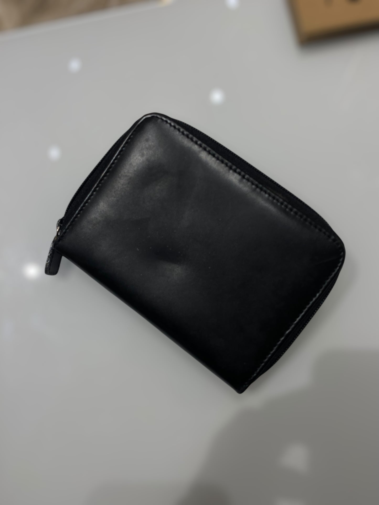 Vintage leather wallet with animal print design