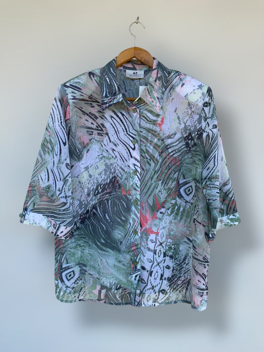 Jungle pattern see through shirt