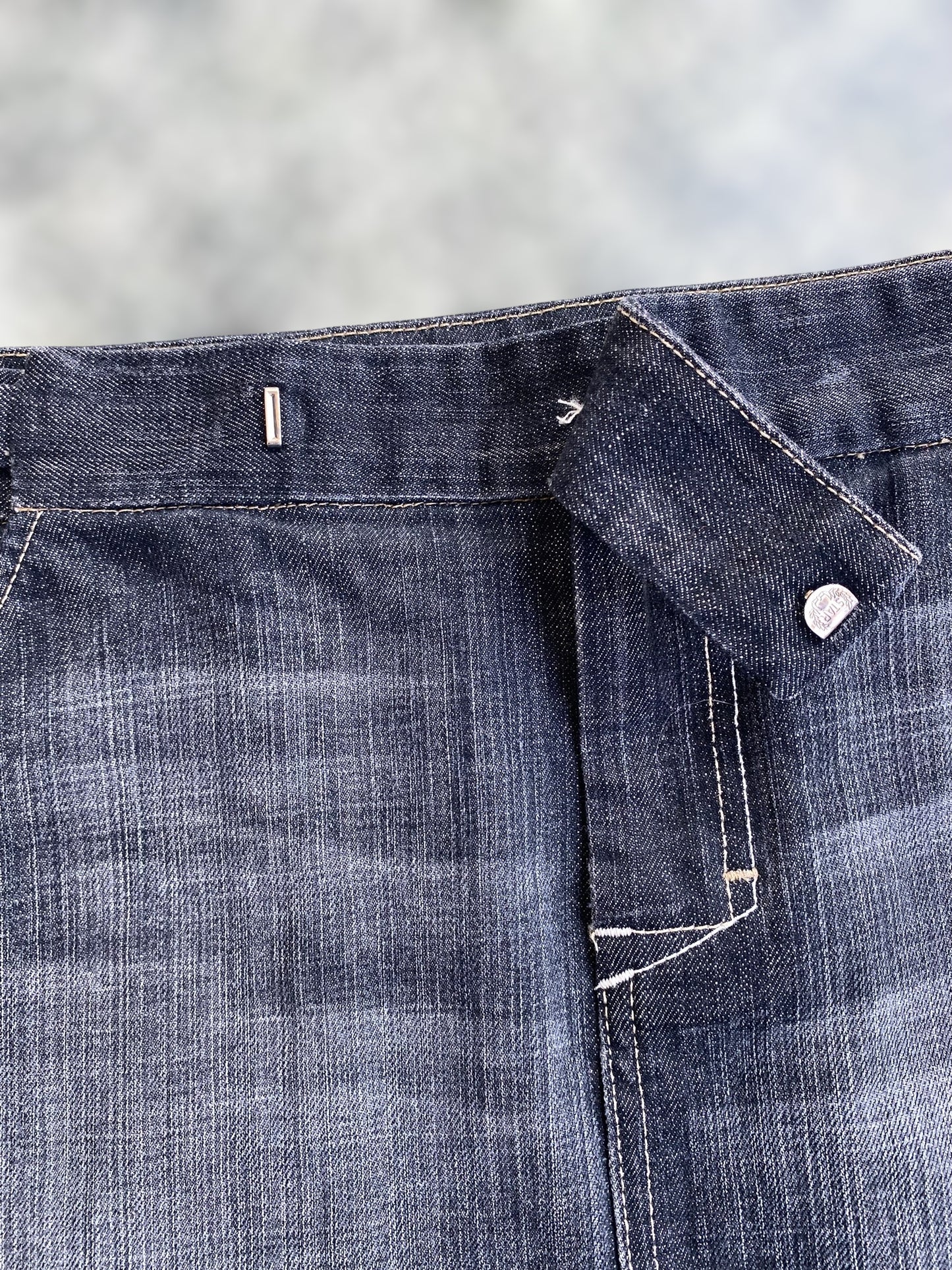 00s mini dark grey jean skirt