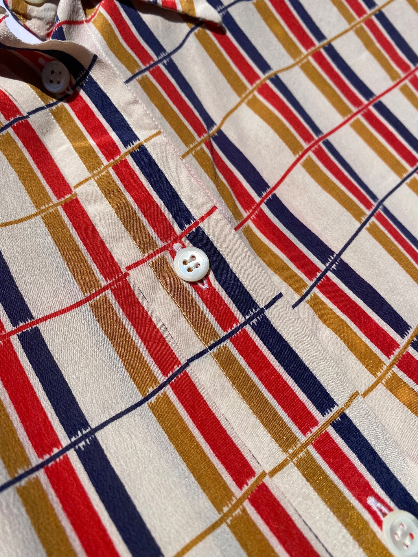 Vintage silk shirt with geometrical pattern