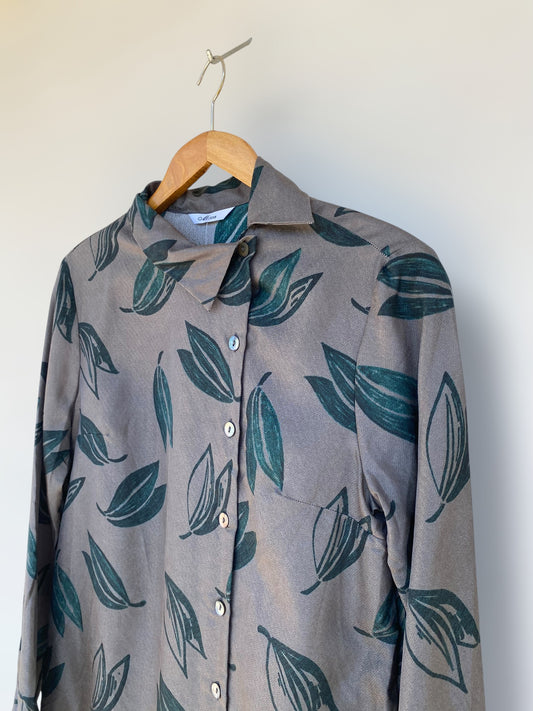 Japanese style side button silk shirt